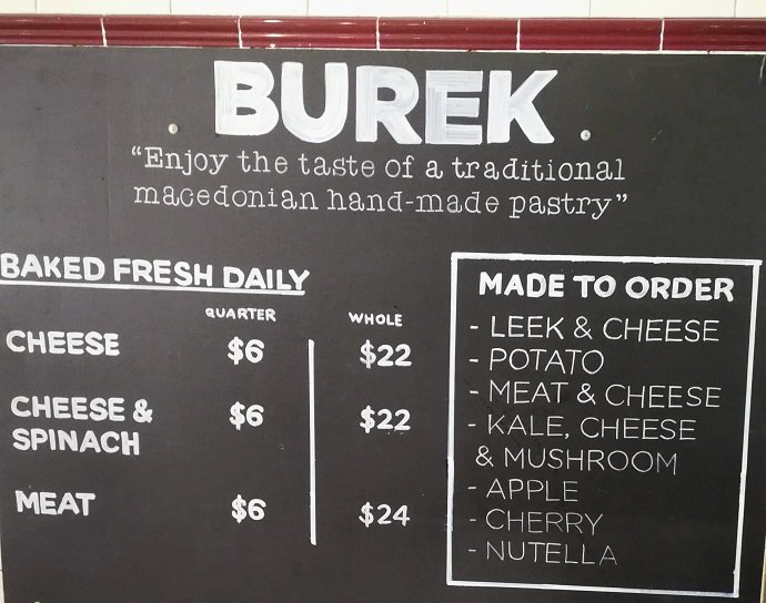 Burek menu
